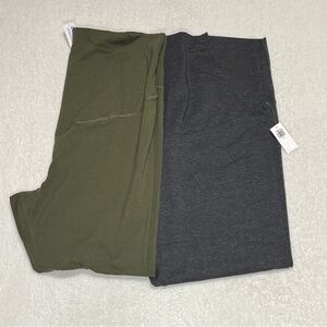 Old Navy Maternity Full-Panel Leggings Bundle (2) Olive & Gray XL NWT